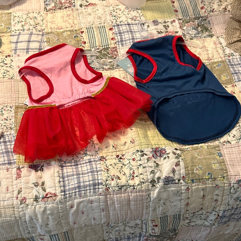 Festive Dog Dresses - Red and Blue - Picture 4 of 8
